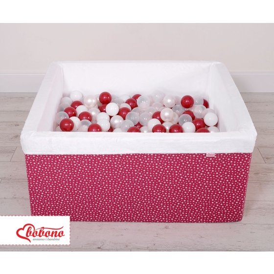 Ball-pit minky with balls 200pcs - wine red stars