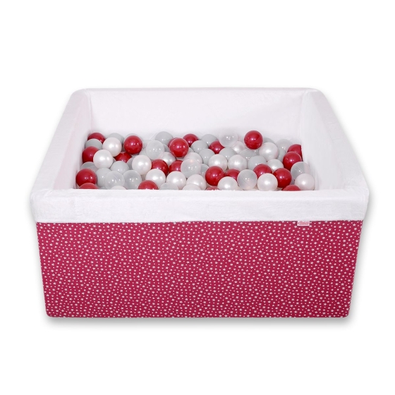 Ball-pit minky with balls 200pcs - wine red stars