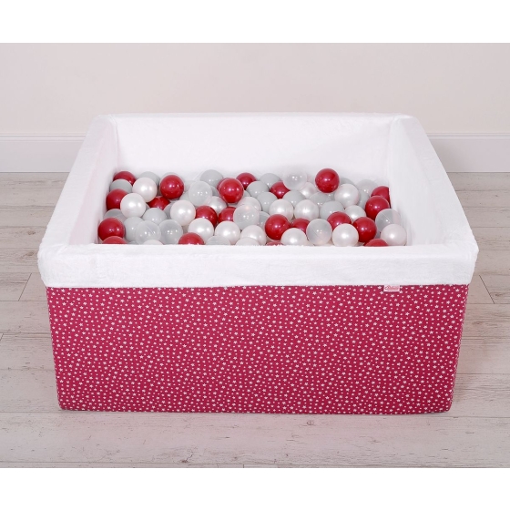 Ball-pit minky with balls 200pcs - wine red stars