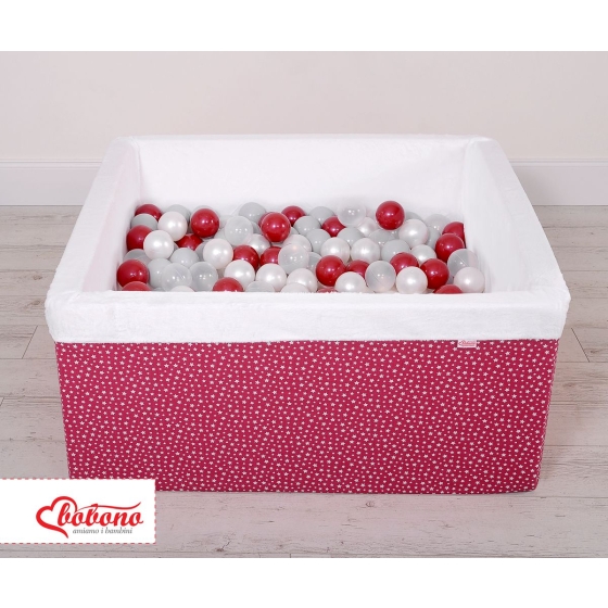 Ball-pit minky with balls 200pcs - wine red stars