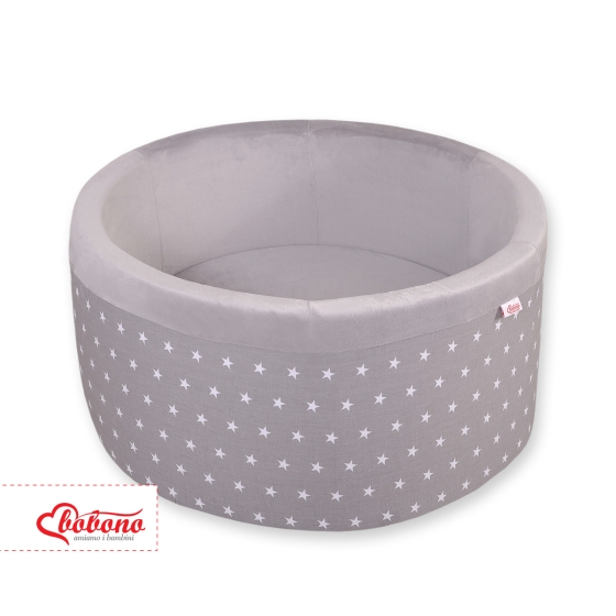 Ball-pit minky without balls Dry Pool - gray stars