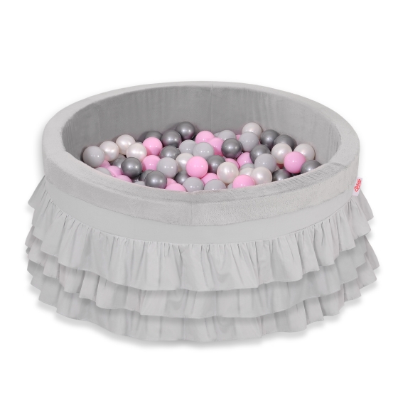 Ball-pit with frills with balls 200pcs - gray