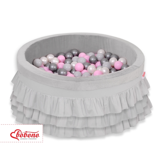 Ball-pit with frills with balls 200pcs - gray