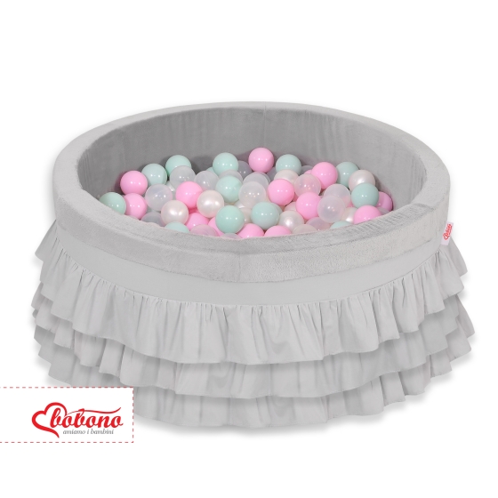 Ball-pit with frills with balls 200pcs - gray