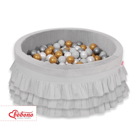 Ball-pit with frills with balls 200pcs - gray