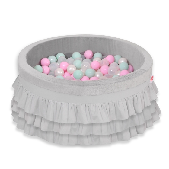 Ball-pit with frills with balls 200pcs - gray