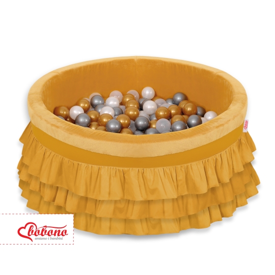 Ball-pit with frills with balls 200pcs - honey yellow