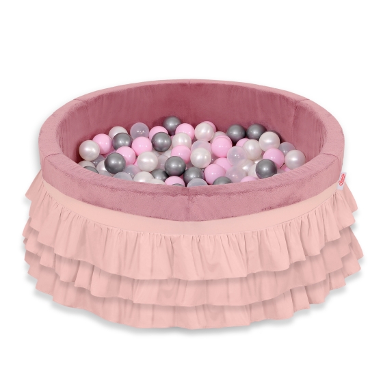 Ball-pit with frills with balls 200pcs - pastel pink
