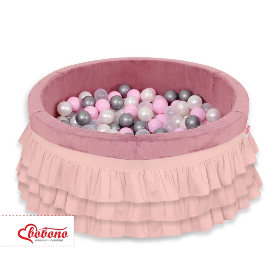 Ball-pit with frills with balls 200pcs - pastel pink