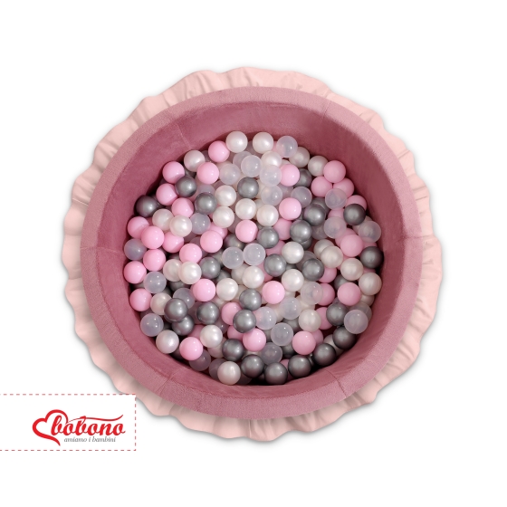 Ball-pit with frills with balls 200pcs - pastel pink