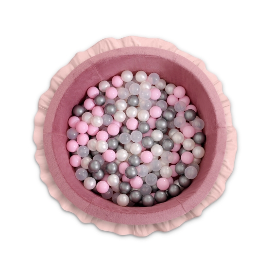 Ball-pit with frills with balls 200pcs - pastel pink
