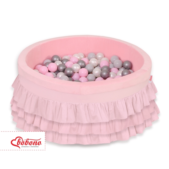Ball-pit with frills with balls 200pcs - pink