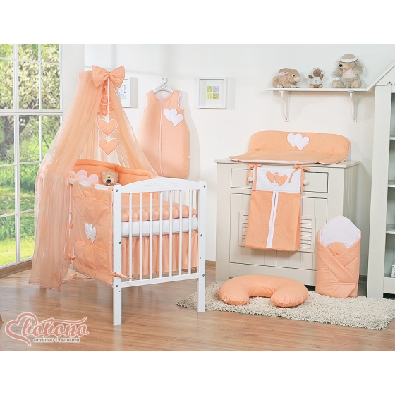 Bedcot Mosquito-net made of chiffon- Hanging Hearts peach