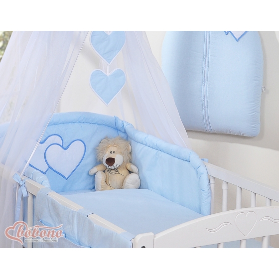 Bedding set 11-pcs with canopy and Holder - Hanging Hearts blue
