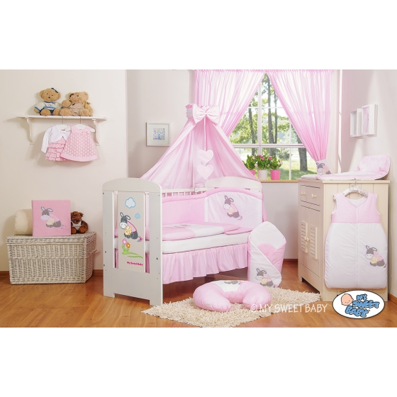 Bedding set 11-pcs with canopy- Donkey Luca pink