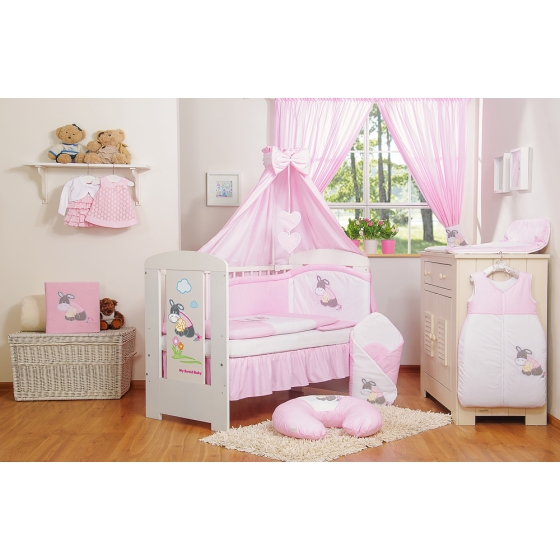 Bedding set 11-pcs with canopy- Donkey Luca pink