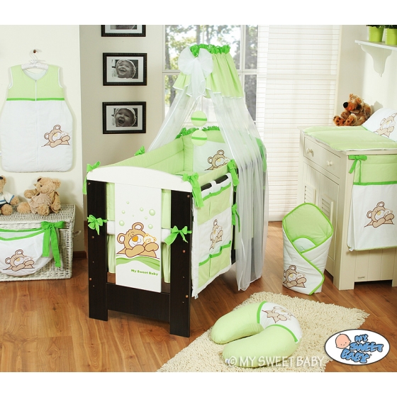 Bedding set 11-pcs with canopy (L60)- Teddy Bear Barnaba green