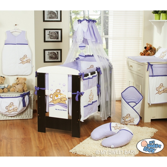 Bedding set 11-pcs with canopy (L60)- Teddy Bear Barnaba lilac