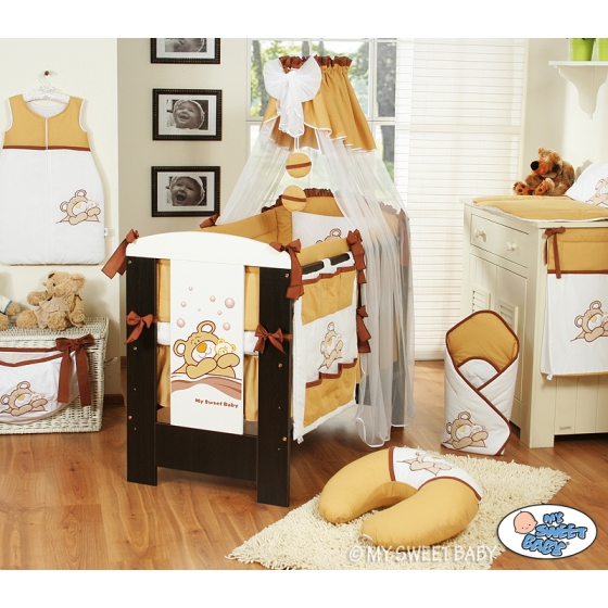 Bedding set 11-pcs with canopy (L70)- Teddy Bear Barnaba brown