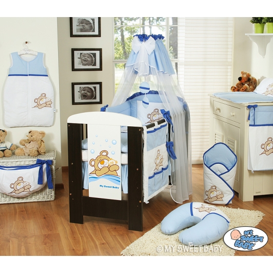 Bedding set 11-pcs with canopy (S70)- Teddy Bear Barnaba blue
