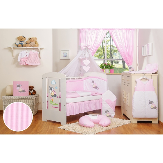 Bedding set 11-pcs with mosquito-net- Donkey Luca pink