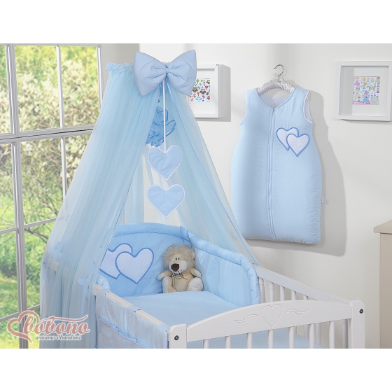Bedding set 11-pcs with mosquito-net- Hanging Hearts blue