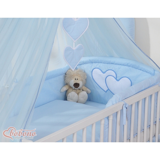 Bedding set 11-pcs with mosquito-net- Hanging Hearts blue