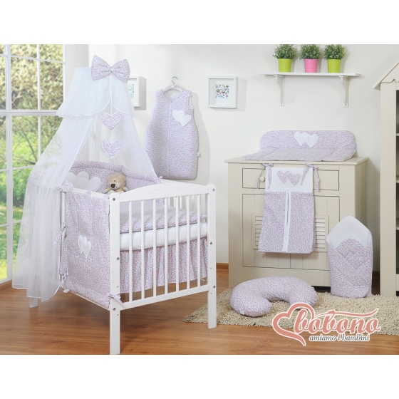 Bedding set 11-pcs with mosquito-net- Hanging Hearts little pink flowers