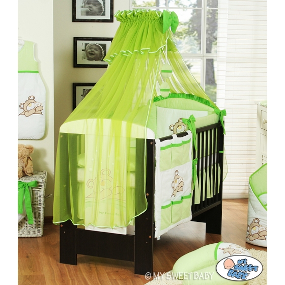 Bedding set 11-pcs with mosquito-net (S60)- Teddy Bear Barnaba green