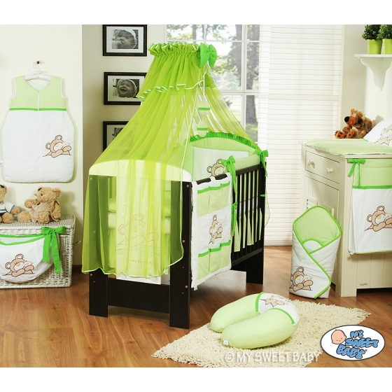 Bedding set 11-pcs with mosquito-net (S60)- Teddy Bear Barnaba green