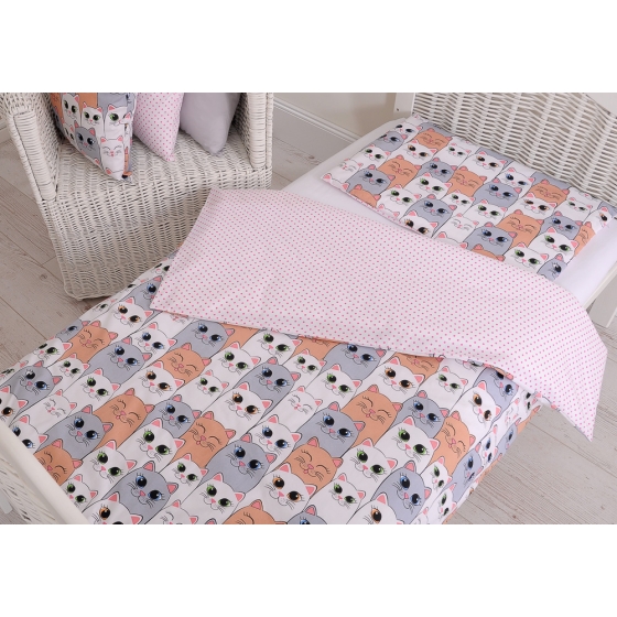 Bedding set 2pcs 100x135 Mini - gray-pink cats