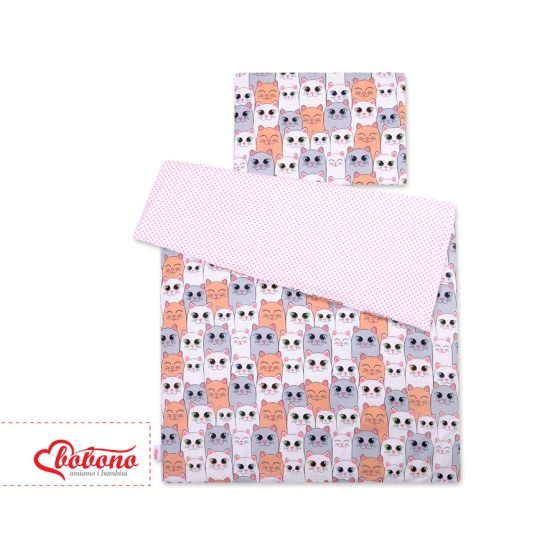 Bedding set 2pcs 100x135 Mini - gray-pink cats