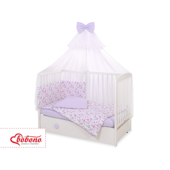 Bedding set 5-pcs bumper cases mosquito-net - ballerinas lilac