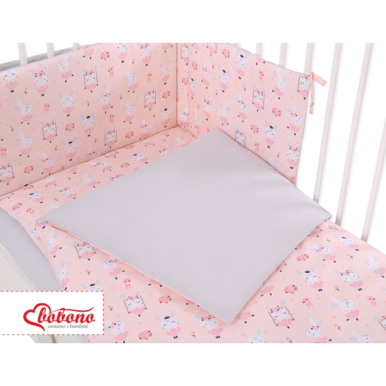 Bedding set 5-pcs bumper cases mosquito-net - ballerinas pink