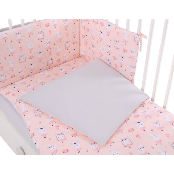 Bedding set 5-pcs bumper cases mosquito-net - ballerinas pink