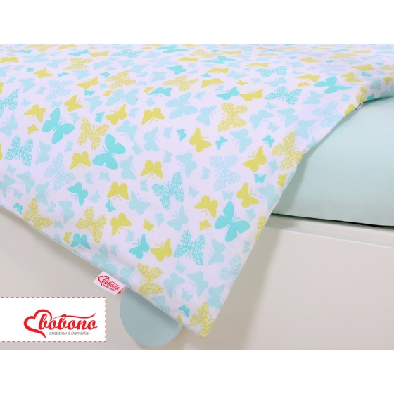 Bedding set 5-pcs bumper cases mosquito-net - blue butterflies