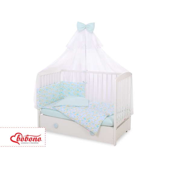 Bedding set 5-pcs bumper cases mosquito-net - blue butterflies