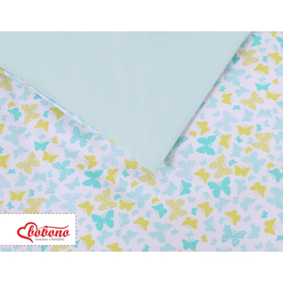 Bedding set 5-pcs bumper cases mosquito-net - blue butterflies
