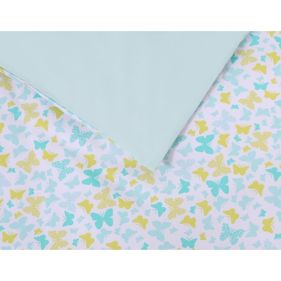 Bedding set 5-pcs bumper cases mosquito-net - blue butterflies