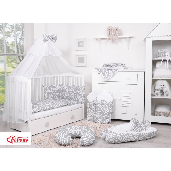 Bedding set 5-pcs bumper cases mosquito-net - bubbles gray