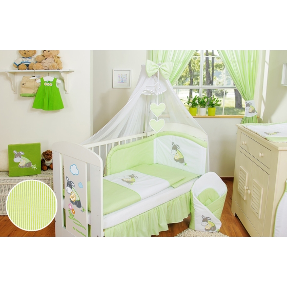 Bedding set 5-pcs bumper cases mosquito-net- Donkey Luca green