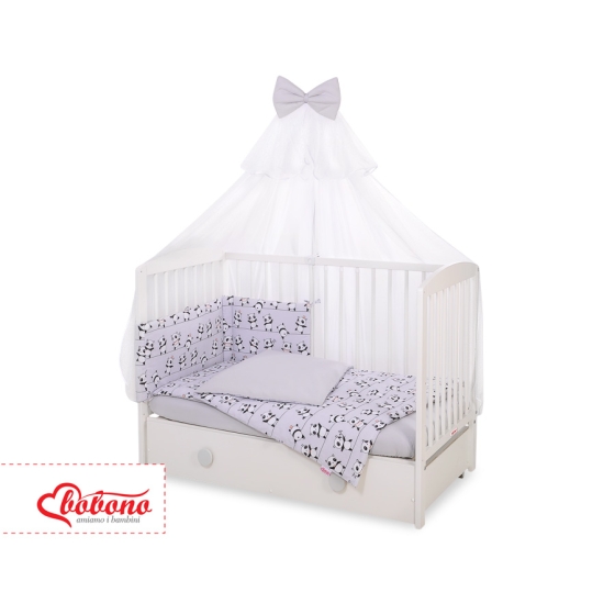 Bedding set 5-pcs bumper cases mosquito-net - gray panda
