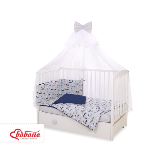 Bedding set 5-pcs bumper cases mosquito-net - gray rabbits