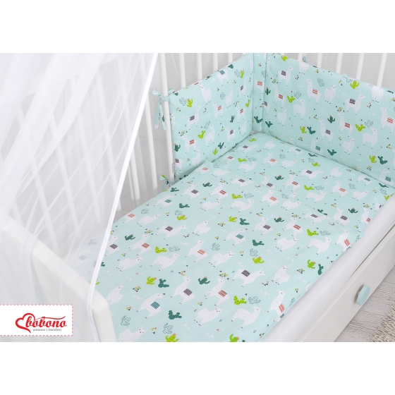 Bedding set 5-pcs bumper cases mosquito-net - lama mint