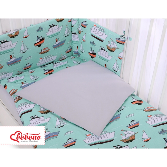 Bedding set 5-pcs bumper cases mosquito-net - mint ship
