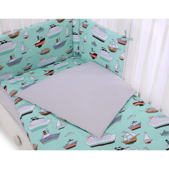 Bedding set 5-pcs bumper cases mosquito-net - mint ship