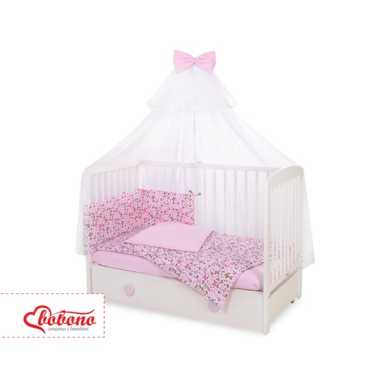 Bedding set 5-pcs bumper cases mosquito-net - pink butterflies