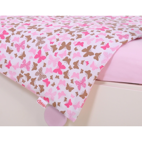 Bedding set 5-pcs bumper cases mosquito-net - pink butterflies