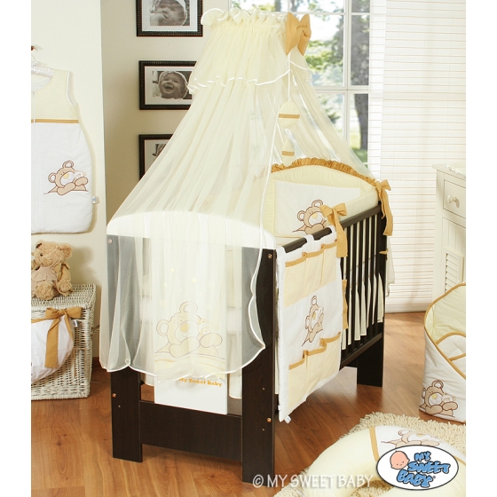 Bedding set 5-pcs bumper cases mosquito-net (S60)- Teddy Bear Barnaba cream