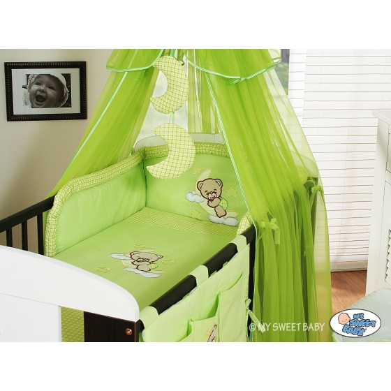 Bedding set 5-pcs bumper cases mosquito-net (S70)- Good night green